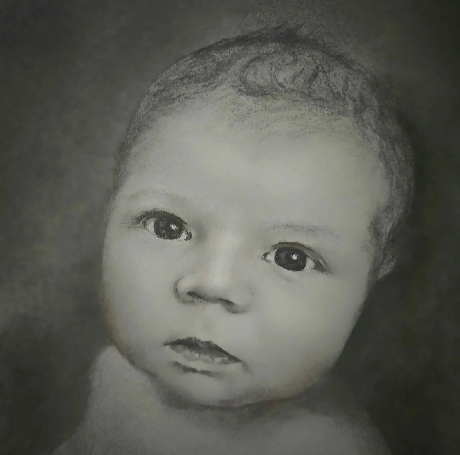 Realistische houtskool portrettekening door Leanne