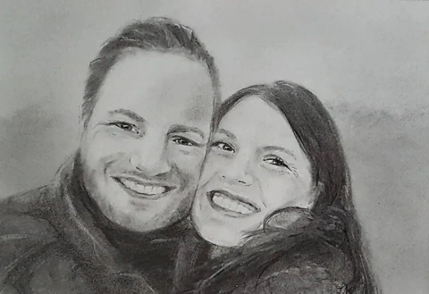 Realistische houtskool portrettekening door Leanne