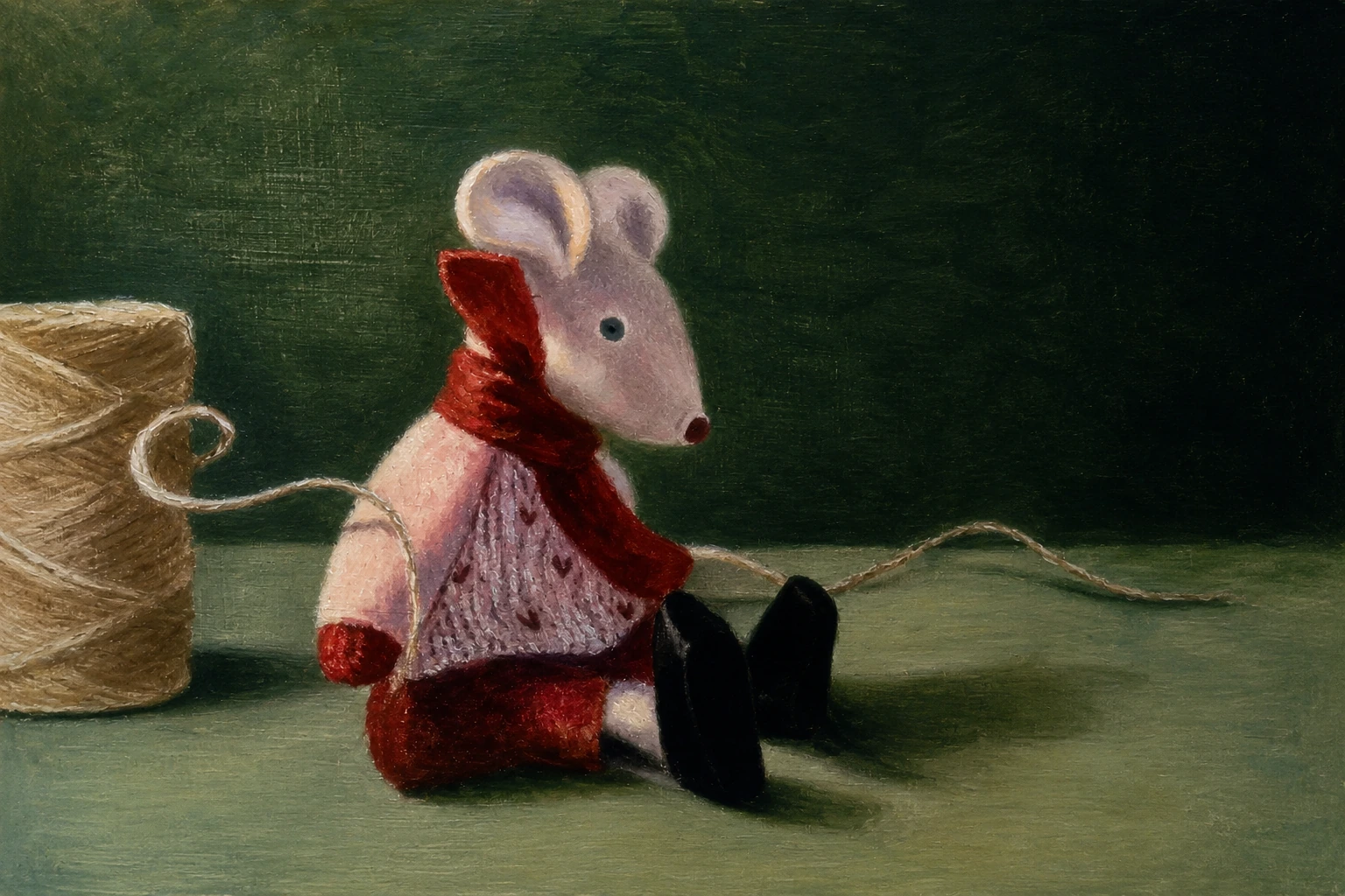 Realistisch olieverf portret Kleine muis door Leanne