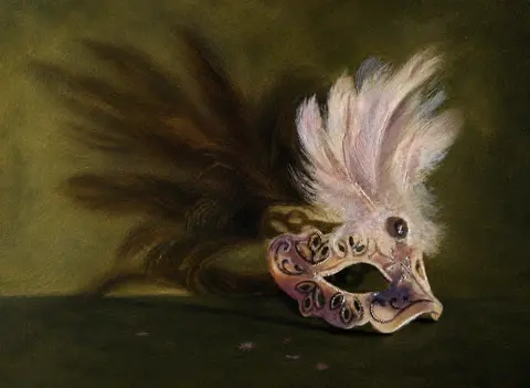 Realistisch olieverf schilderij Venetiaans masker door Leanne