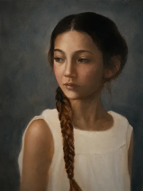 Realistisch olieverf portret Vlecht door Leanne